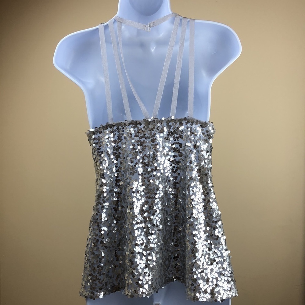 Free People Silver Sequence top - Picture 2 of 4